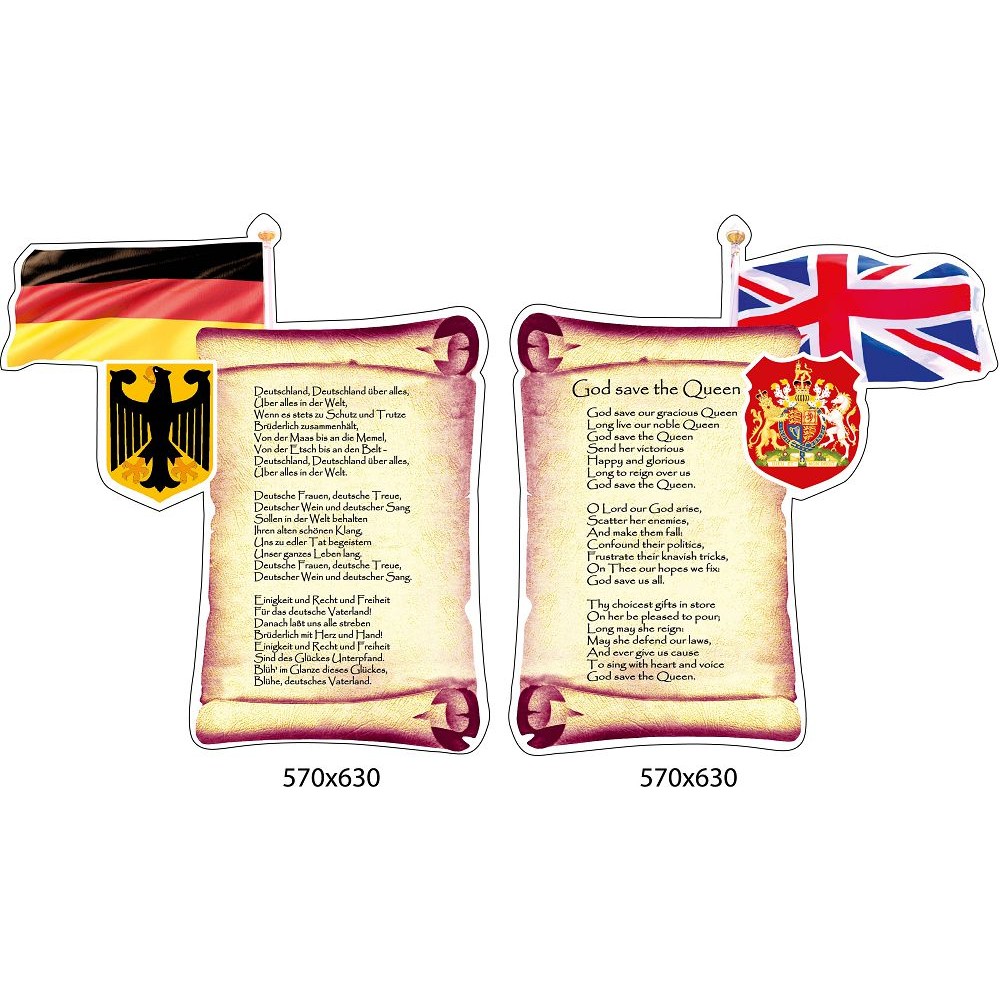 Набор из 2 стендов гимн Великобритании и Германии с прапорами